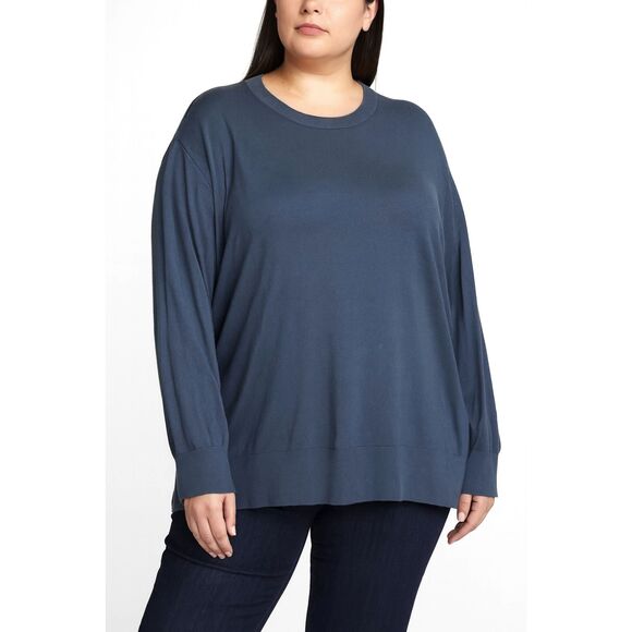 Rag & Bone New York Blue Silk Blend Pullover Sweater Top  Women's Size XXL - Picture 1 of 11